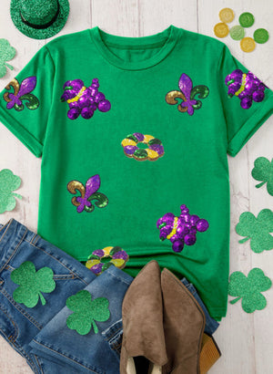 Bright Green Mardi Gras Graphic Tee