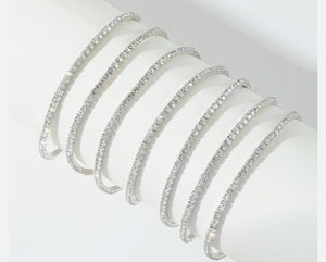 7 Pcs Dainty Silver Plated Bracelets for Women, Trendy & Classic Jewelry Set, Round Rhinestones Elastic Bracelets, Fashionable Bracelet Pack, Stylish Bracelets Set for Women