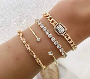 4pcs Rhinestone Decor Bracelet