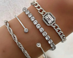 4pcs Rhinestone Decor Bracelet